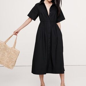 Banana Republic Black Button-Up Midi Dress